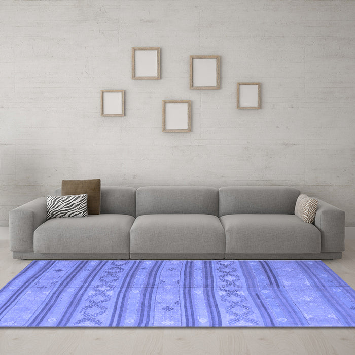 Machine Washable Abstract Blue Contemporary Rug in a Living Room, wshcon848blu