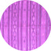 Round Machine Washable Abstract Purple Contemporary Area Rugs, wshcon848pur