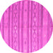Round Machine Washable Abstract Pink Contemporary Rug, wshcon848pnk