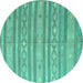 Round Abstract Turquoise Contemporary Rug, con848turq