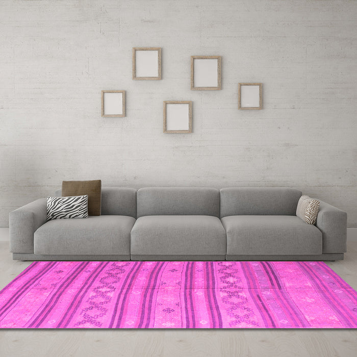 Machine Washable Abstract Pink Contemporary Rug in a Living Room, wshcon848pnk