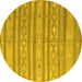 Round Abstract Yellow Contemporary Rug, con848yw