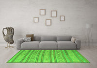 Machine Washable Abstract Green Contemporary Rug, wshcon848grn