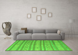 Machine Washable Abstract Green Contemporary Area Rugs in a Living Room,, wshcon848grn