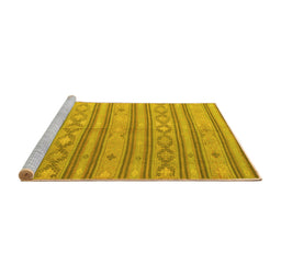 Sideview of Machine Washable Abstract Yellow Contemporary Rug, wshcon848yw