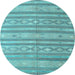 Round Machine Washable Abstract Light Blue Contemporary Rug, wshcon848lblu