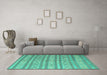 Machine Washable Abstract Turquoise Contemporary Area Rugs in a Living Room,, wshcon848turq