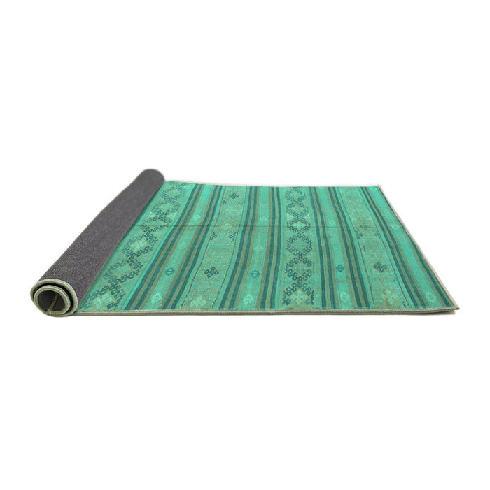 Sideview of Abstract Turquoise Contemporary Rug, con848turq