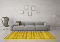 Machine Washable Abstract Yellow Contemporary Rug, wshcon848yw