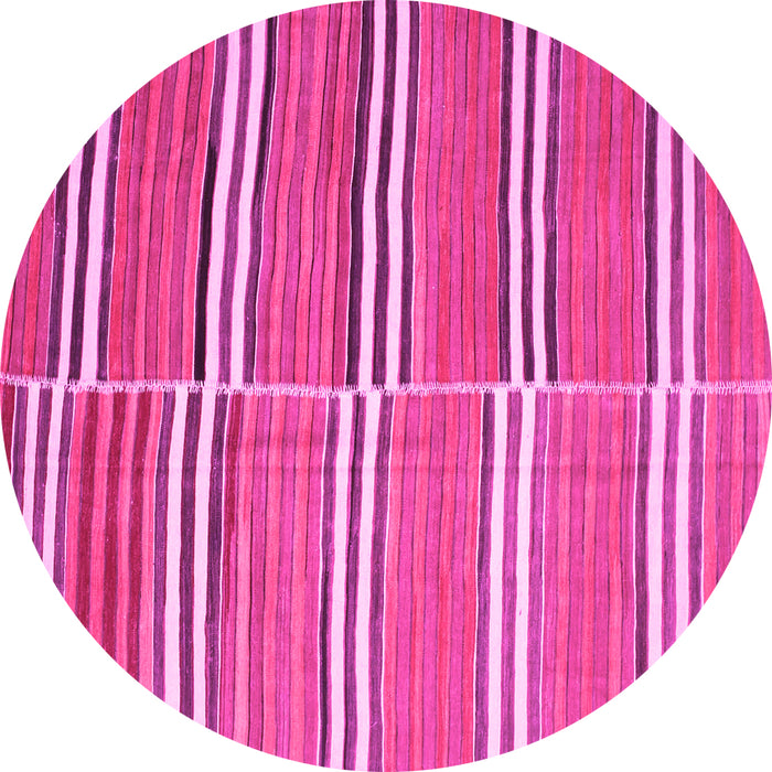 Round Machine Washable Oriental Pink Traditional Rug, wshcon849pnk