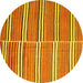Round Machine Washable Oriental Yellow Traditional Rug, wshcon849yw