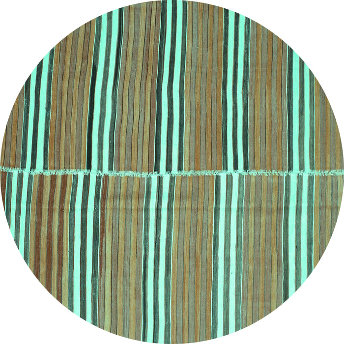 Round Oriental Turquoise Traditional Rug, con849turq