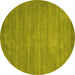 Round Abstract Yellow Contemporary Rug, con84yw