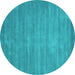 Round Abstract Turquoise Contemporary Rug, con84turq