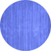 Round Abstract Blue Contemporary Rug, con84blu