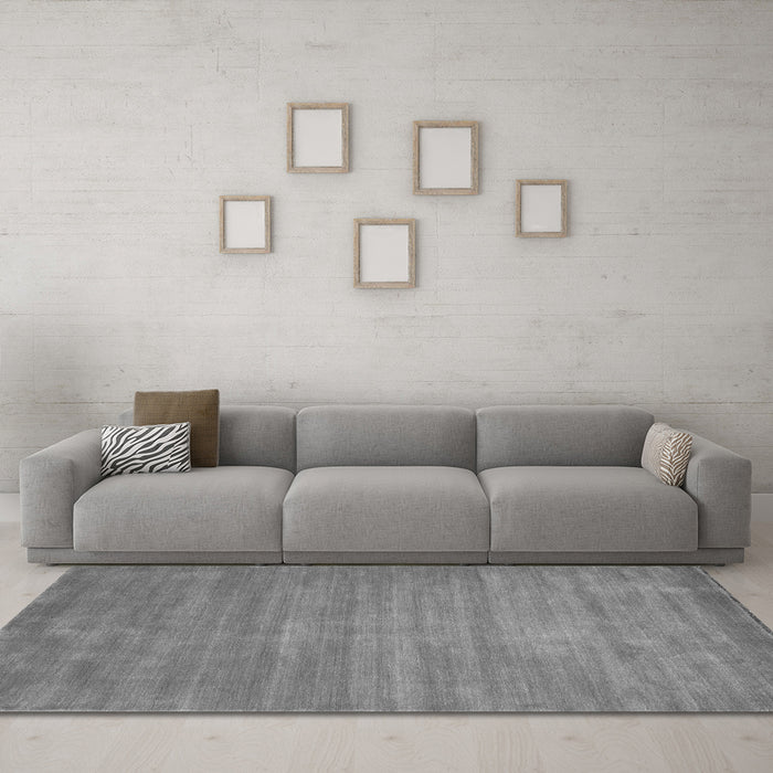 Machine Washable Abstract Gray Contemporary Rug in a Living Room,, wshcon84gry