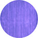 Round Abstract Purple Contemporary Rug, con84pur