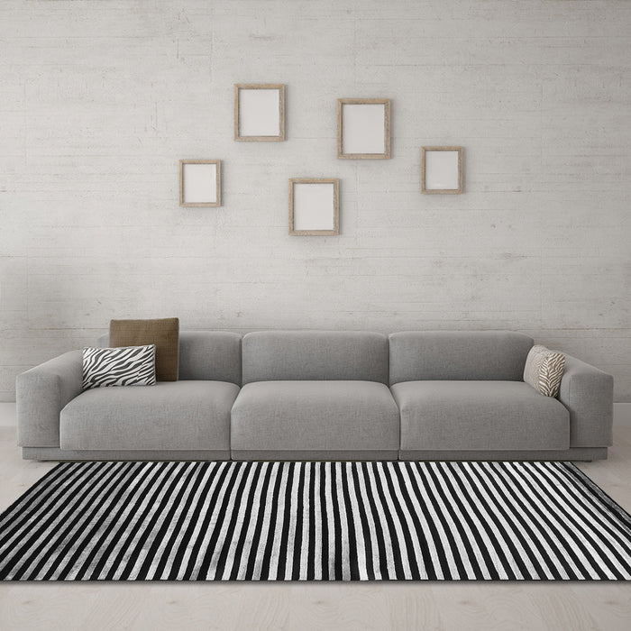 Machine Washable Abstract Gray Contemporary Rug in a Living Room,, wshcon850gry