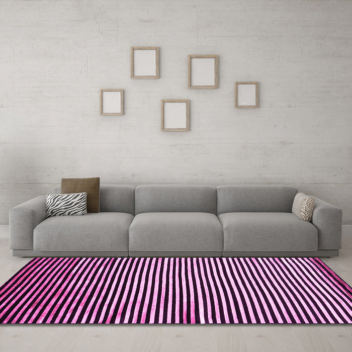 Machine Washable Abstract Pink Contemporary Rug in a Living Room, wshcon850pnk