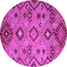 Round Southwestern Pink Country Rug, con851pnk