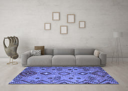 Machine Washable Southwestern Blue Country Rug in a Living Room, wshcon851blu