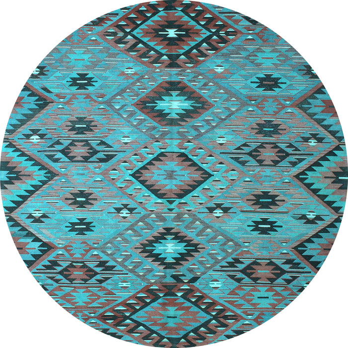 Round Southwestern Light Blue Country Rug, con851lblu