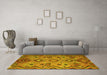 Machine Washable Southwestern Yellow Country Rug in a Living Room, wshcon851yw