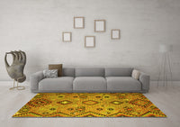 Machine Washable Southwestern Yellow Country Rug, wshcon851yw