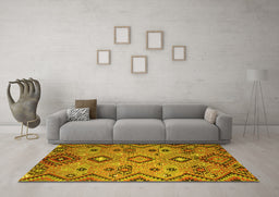 Machine Washable Southwestern Yellow Country Rug in a Living Room, wshcon851yw