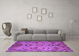 Machine Washable Southwestern Purple Country Area Rugs in a Living Room, wshcon851pur