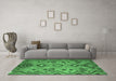 Machine Washable Southwestern Emerald Green Country Area Rugs in a Living Room,, wshcon851emgrn