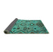 Sideview of Southwestern Turquoise Country Rug, con851turq