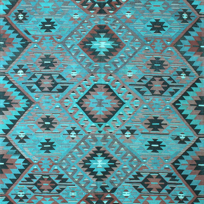 Machine Washable Southwestern Light Blue Country Rug, wshcon851lblu