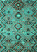 Machine Washable Southwestern Turquoise Country Area Rugs, wshcon851turq