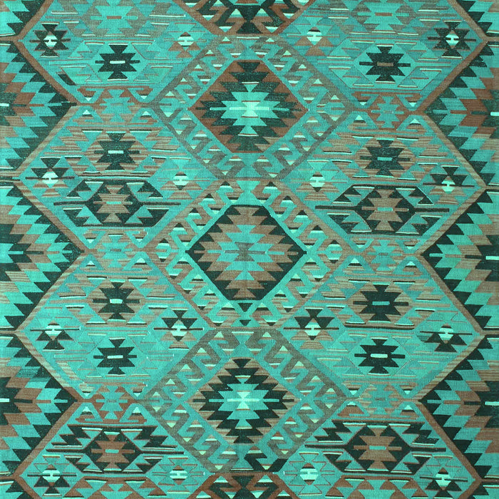 Machine Washable Southwestern Turquoise Country Area Rugs, wshcon851turq