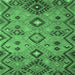 Square Machine Washable Southwestern Emerald Green Country Area Rugs, wshcon851emgrn