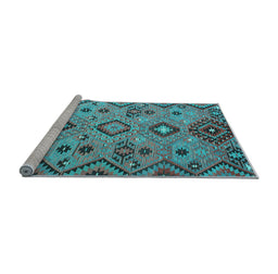 Sideview of Machine Washable Southwestern Light Blue Country Rug, wshcon851lblu