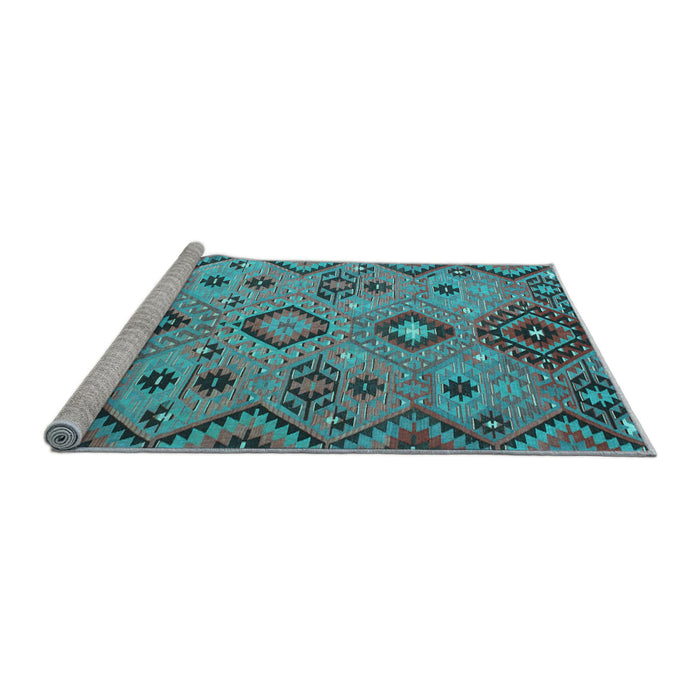 Sideview of Machine Washable Southwestern Light Blue Country Rug, wshcon851lblu