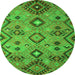 Machine Washable Southwestern Green Country Area Rugs, wshcon851grn