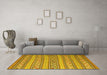 Machine Washable Southwestern Yellow Country Rug in a Living Room, wshcon852yw