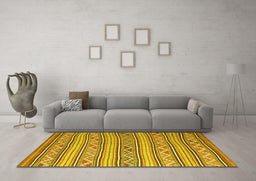 Machine Washable Southwestern Yellow Country Rug in a Living Room, wshcon852yw