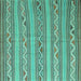 Square Machine Washable Southwestern Turquoise Country Area Rugs, wshcon852turq