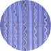 Round Southwestern Blue Country Rug, con852blu