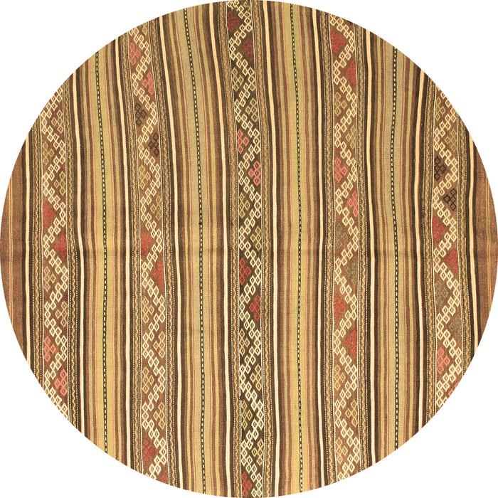 Round Southwestern Brown Country Rug, con852brn