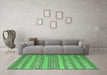 Machine Washable Southwestern Emerald Green Country Area Rugs in a Living Room,, wshcon852emgrn