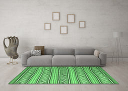 Machine Washable Southwestern Emerald Green Country Area Rugs in a Living Room,, wshcon852emgrn