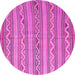 Round Machine Washable Southwestern Pink Country Rug, wshcon852pnk