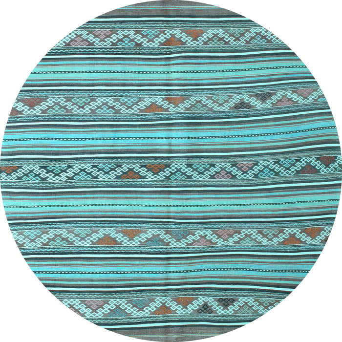 Round Southwestern Light Blue Country Rug, con852lblu