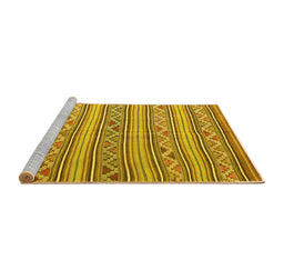Sideview of Machine Washable Southwestern Yellow Country Rug, wshcon852yw