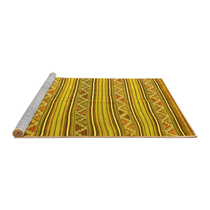 Sideview of Machine Washable Southwestern Yellow Country Rug, wshcon852yw